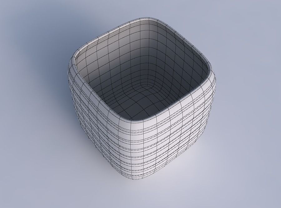 Vase quadratic stumpy with smooth horizontal dents 3D print model_6