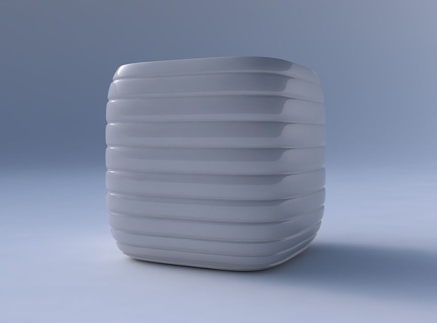 Vase quadratic stumpy with smooth horizontal dents 3D print model_4