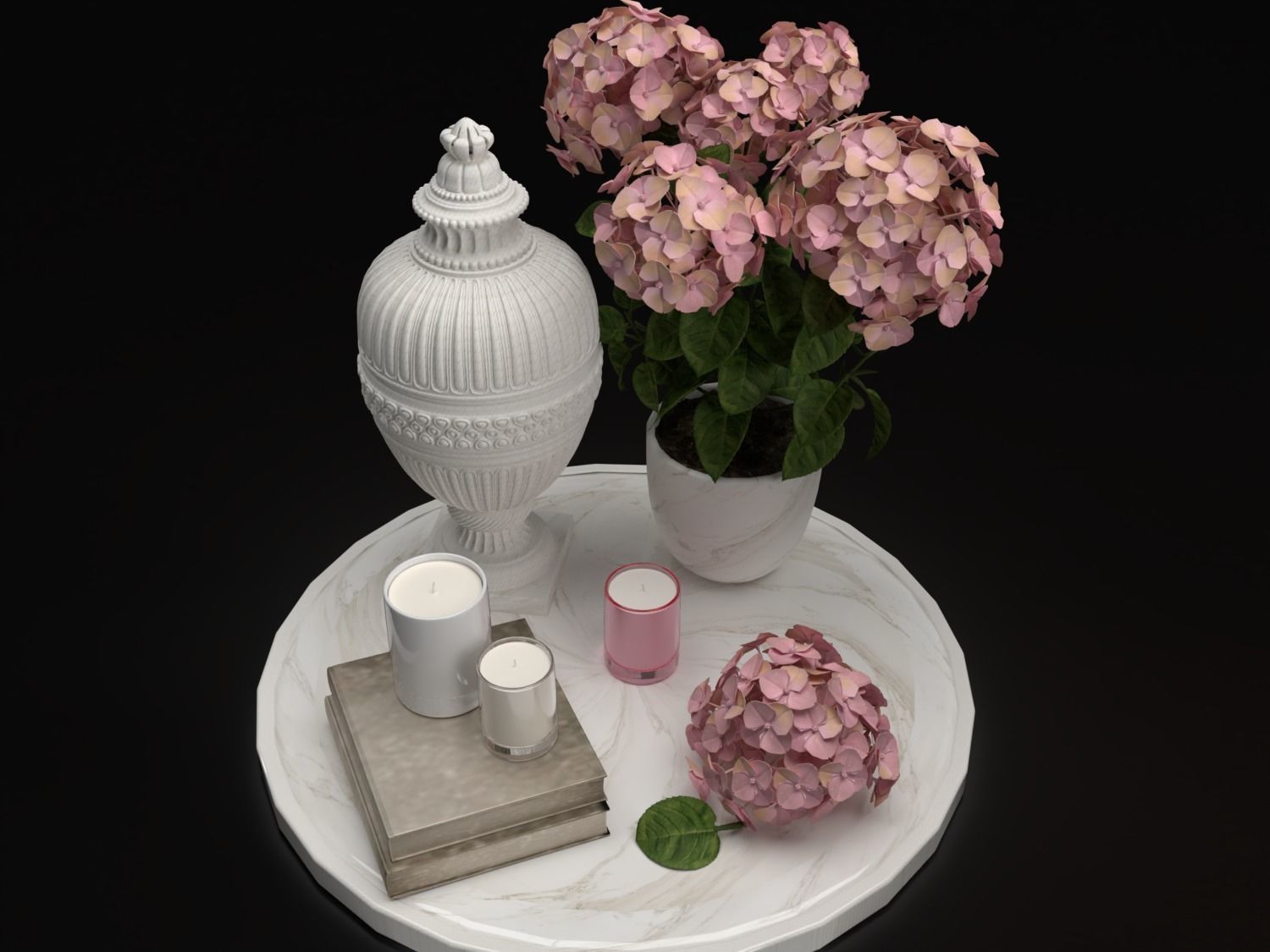 Hydrangea and candles set 3D model_3