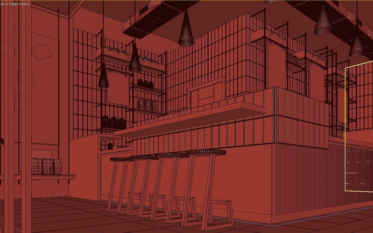 Coffee House Cafe 3D model_11