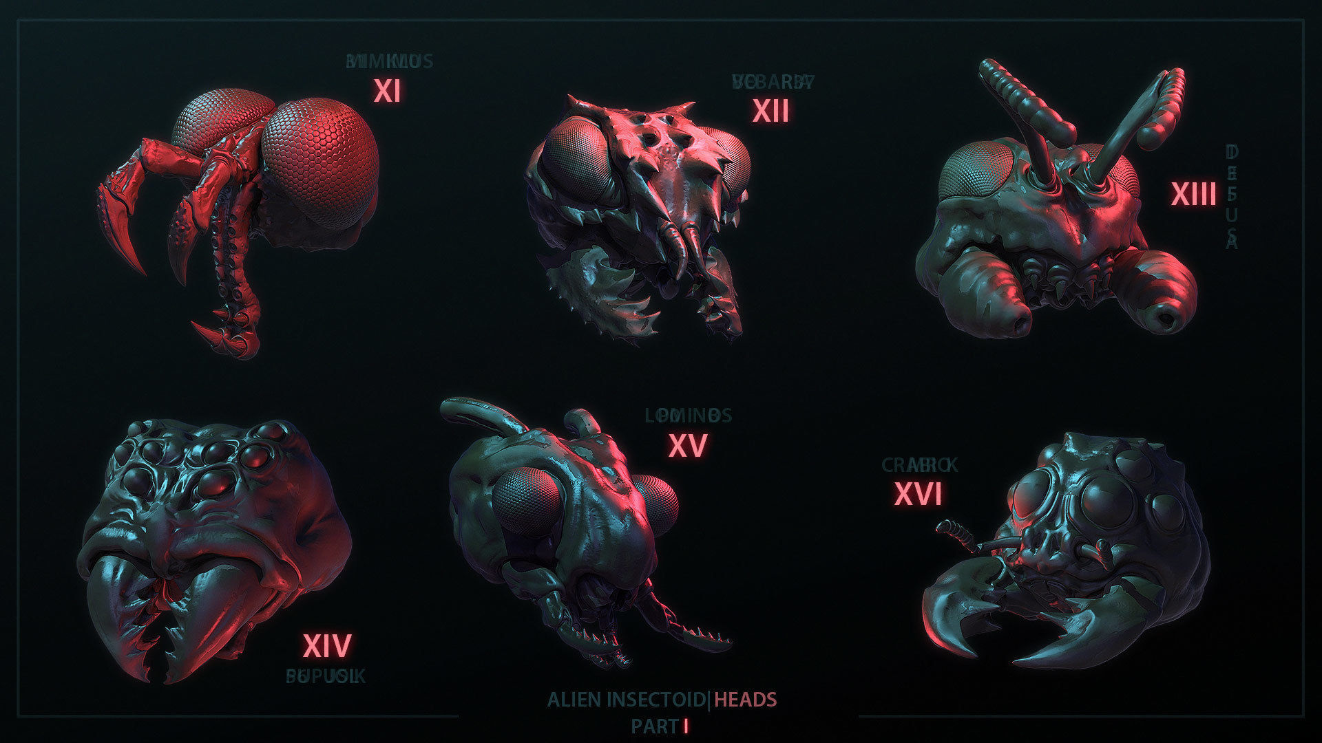 Alien Insectoid Heads - 32 IMM Brush - Part I 3D model_4