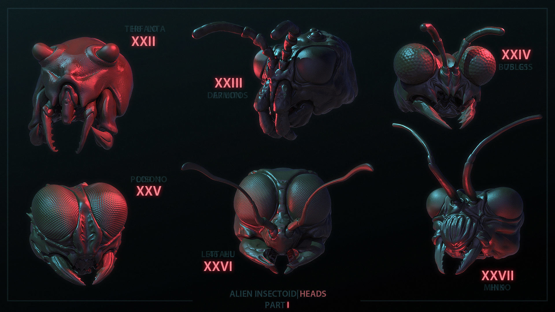 Alien Insectoid Heads - 32 IMM Brush - Part I 3D model_6