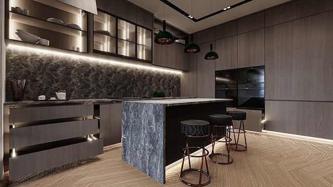 Kitchen 3D Animation InteriorDesign Low-poly 3D model 3