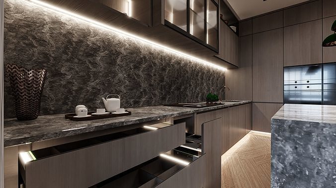 Kitchen 3D Animation InteriorDesign Low-poly 3D model 4