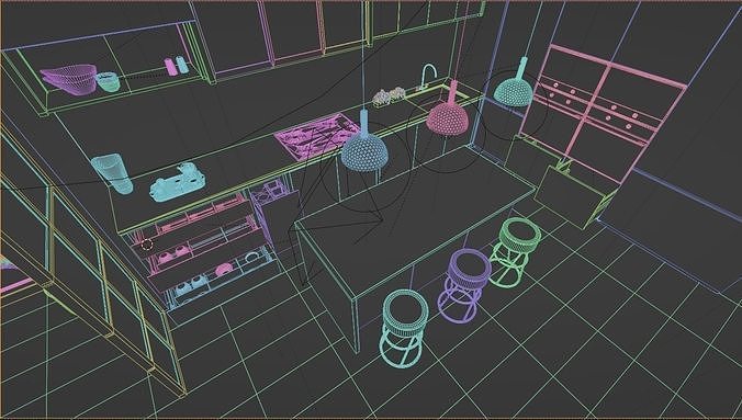 Kitchen 3D Animation InteriorDesign Low-poly 3D model 7