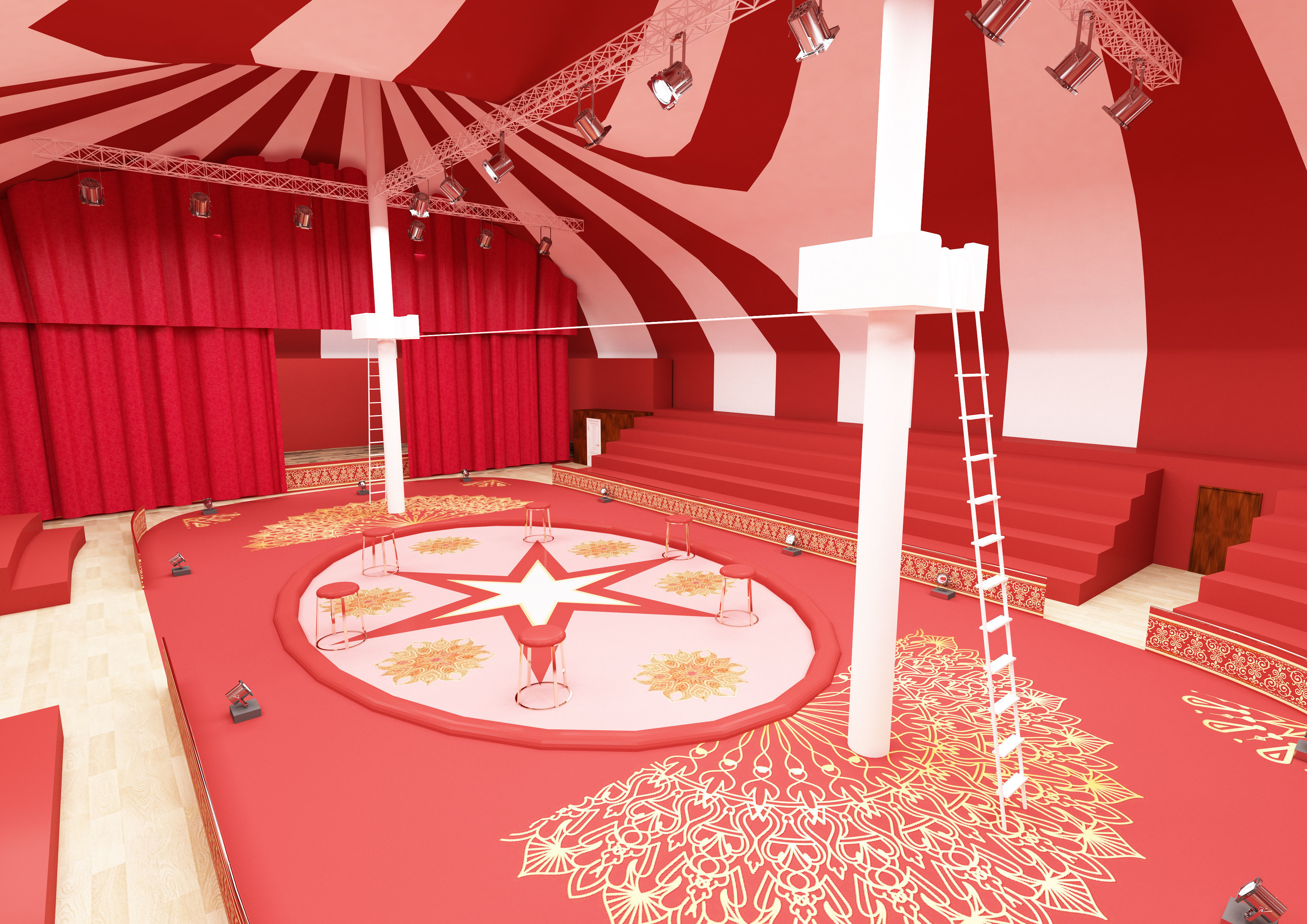 Circus interior and exterior model 3D model_1