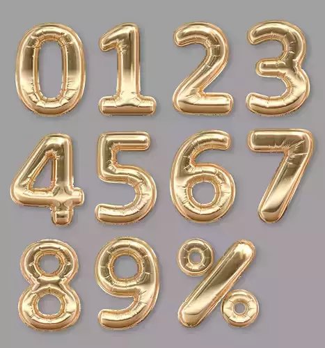 Balloons Numbers Golden 3D model
