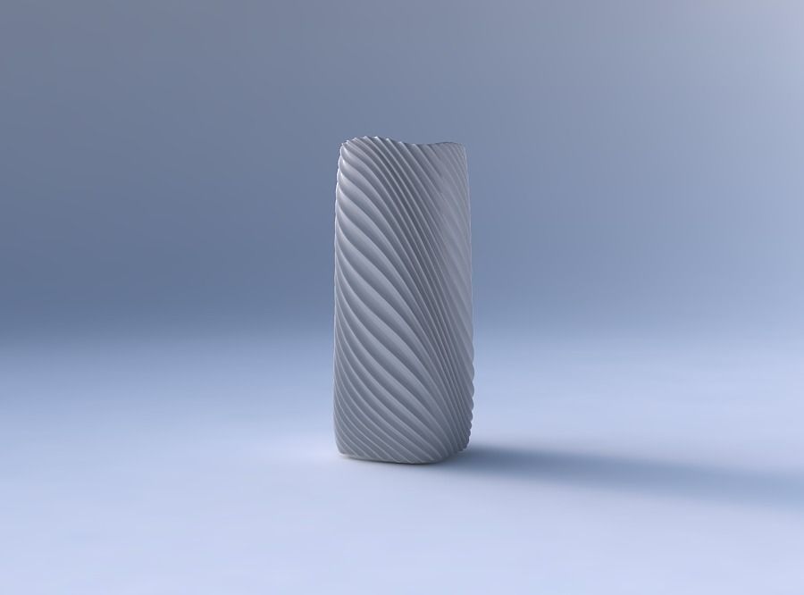 Vase quadratic tall with bent extruded lines 3 3D print model_4