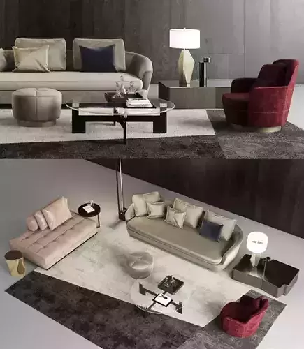 Minotti Grand Jacques Sofa set Free 3D model