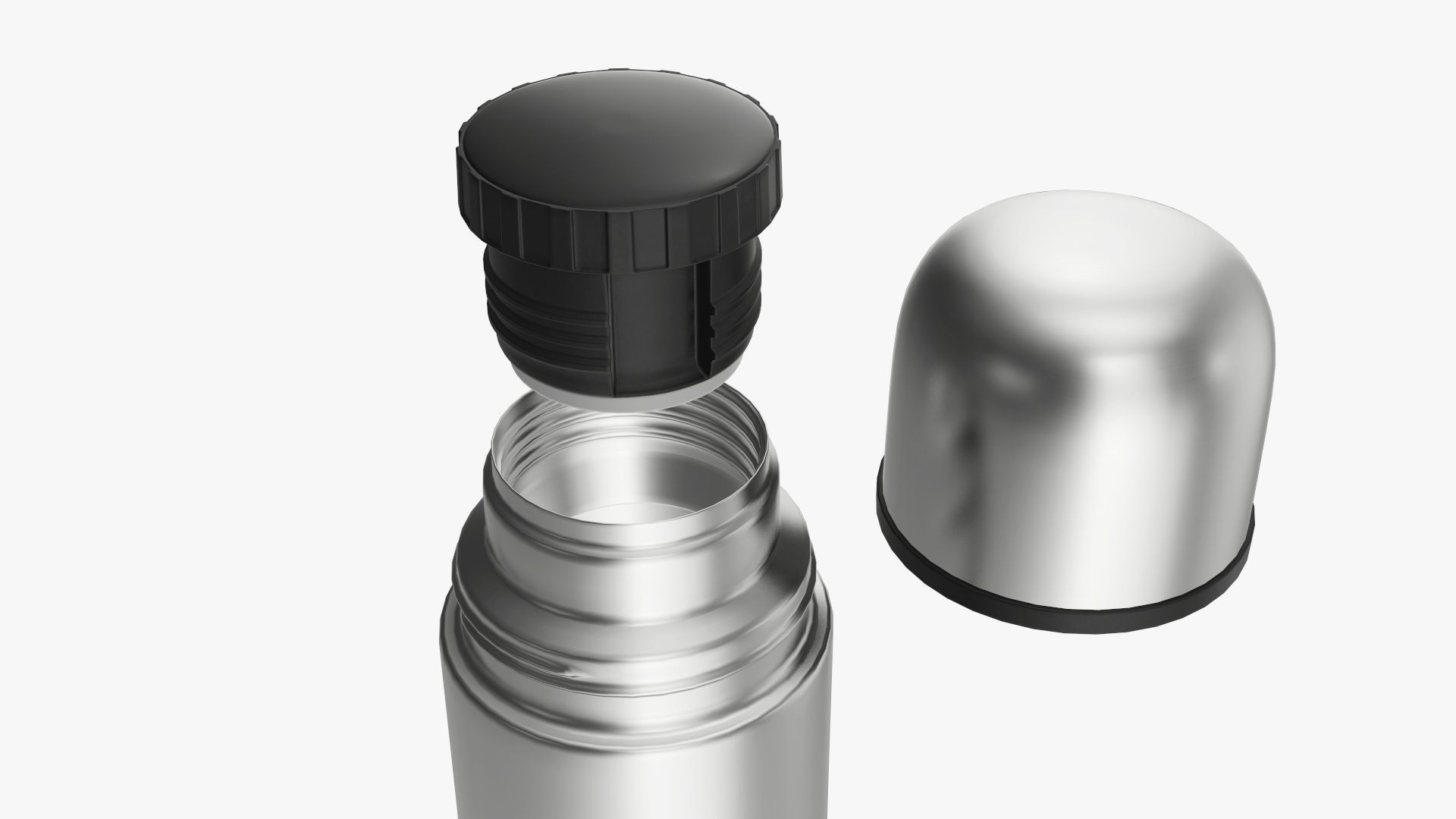 Thermos stainless steel  large with cup 3D model_2