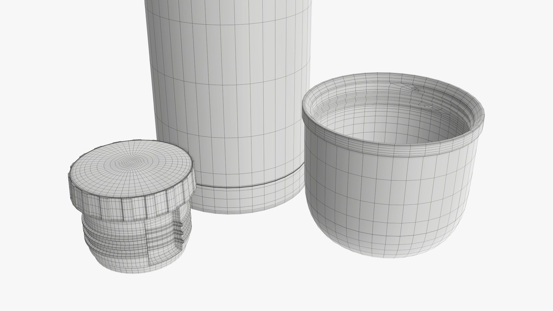 Thermos stainless steel large  with cup opened 3D model_7