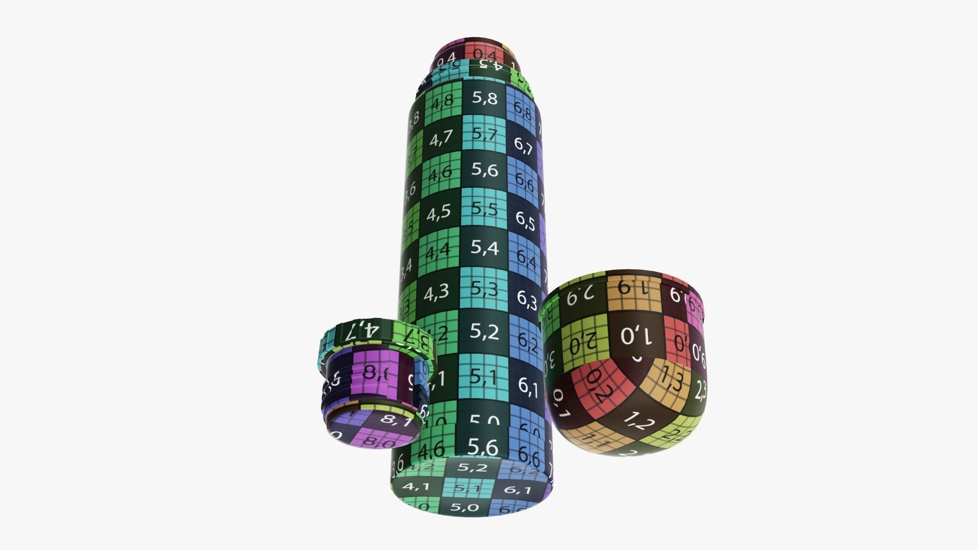 Thermos stainless steel large  with cup opened 3D model_14