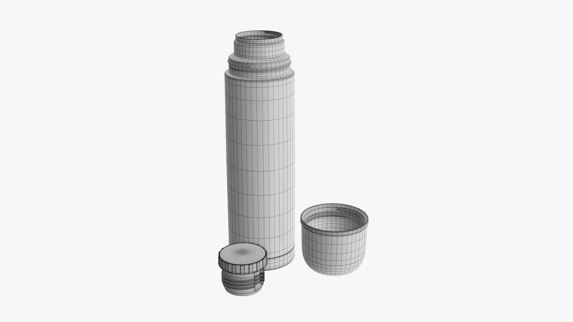 Thermos stainless steel large  with cup opened 3D model_6
