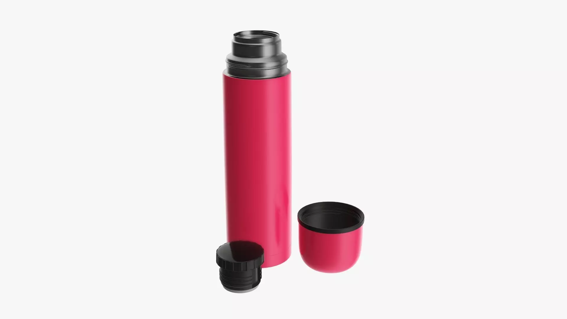 Thermos stainless steel large  with cup opened 3D model_0
