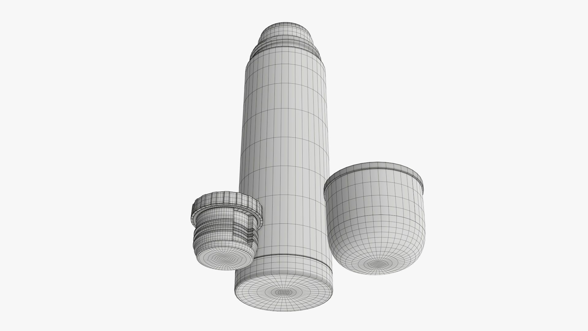 Thermos stainless steel large  with cup opened 3D model_9