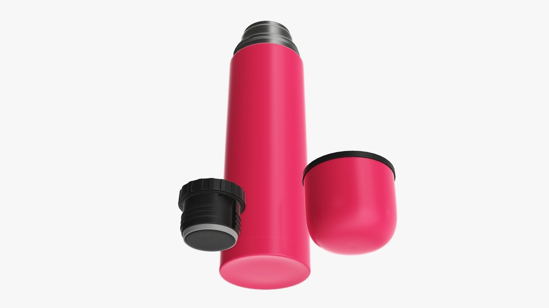 Thermos stainless steel large  with cup opened 3D model_4