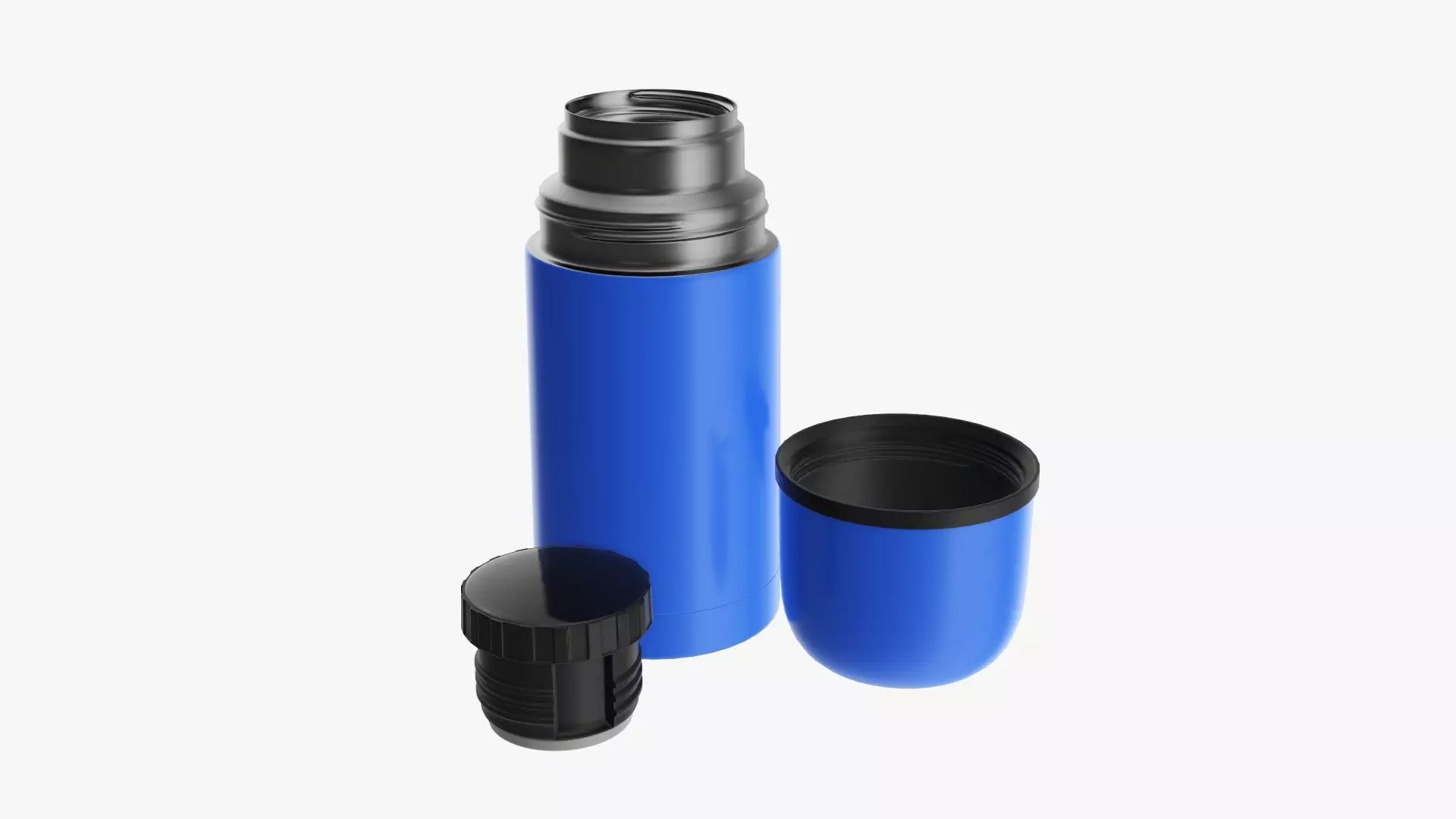 Thermos stainless steel with cup small opened 3D model