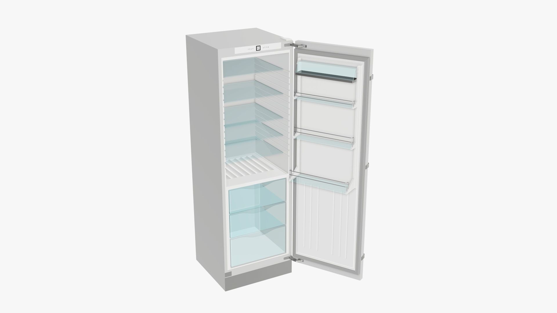 Refrigerator free-standing opened