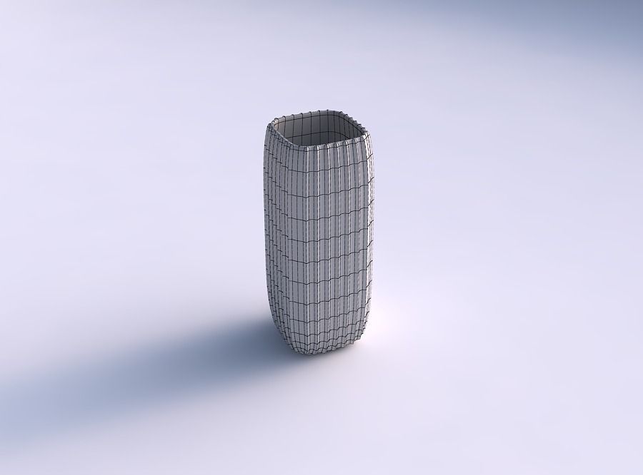 Vase quadratic tall with extruded vertical lines 3D print model_5