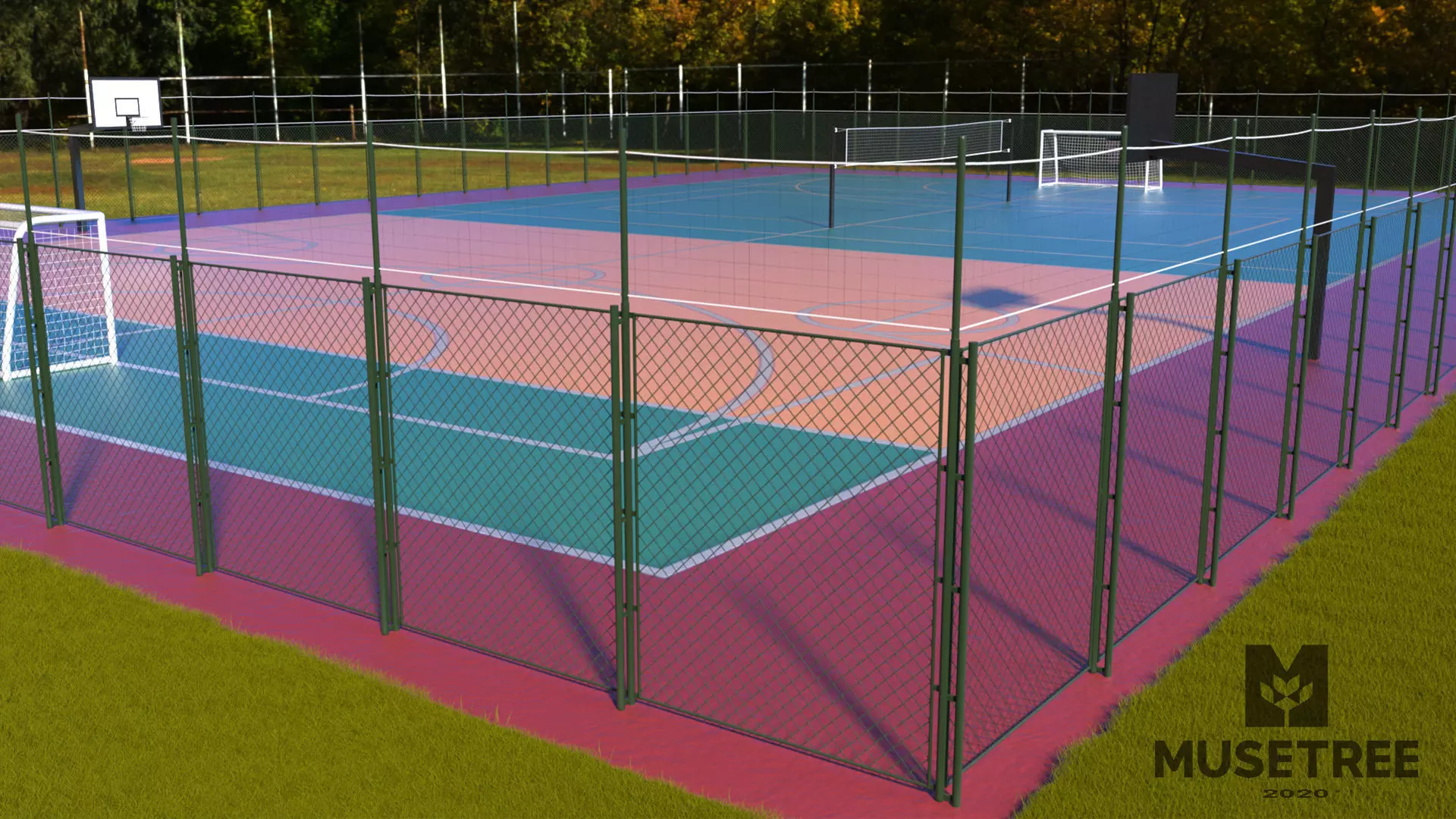 Sport area Low-poly 3D model