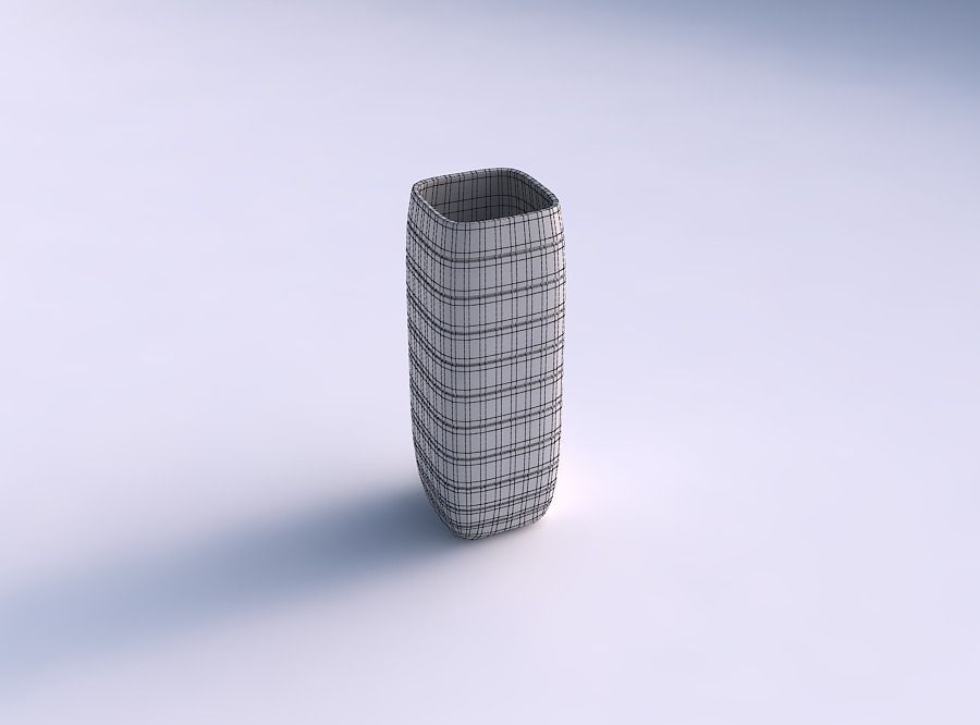 Vase quadratic tall with hard horizontal dents 3D print model_5