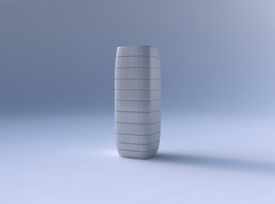 Vase quadratic tall with hard horizontal dents 3D print model_4