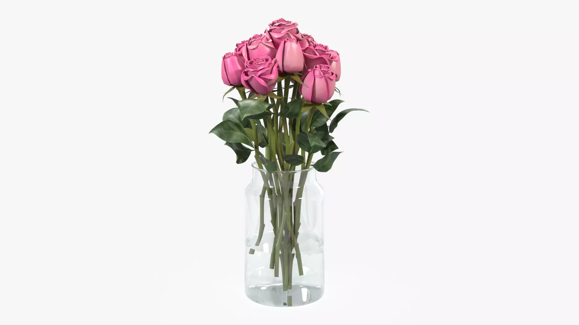 Rose flowers in a vase 3D model