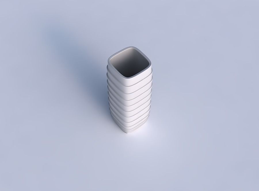 Vase quadratic tall with horizontal layers 3D print model_1