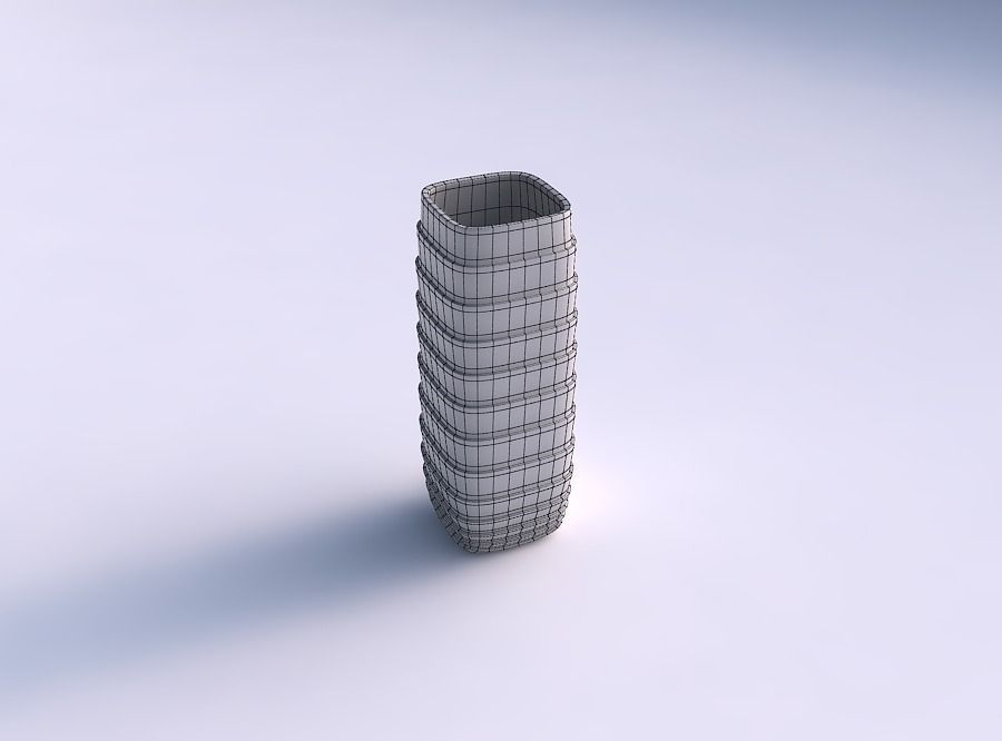 Vase quadratic tall with horizontal layers 3D print model_5