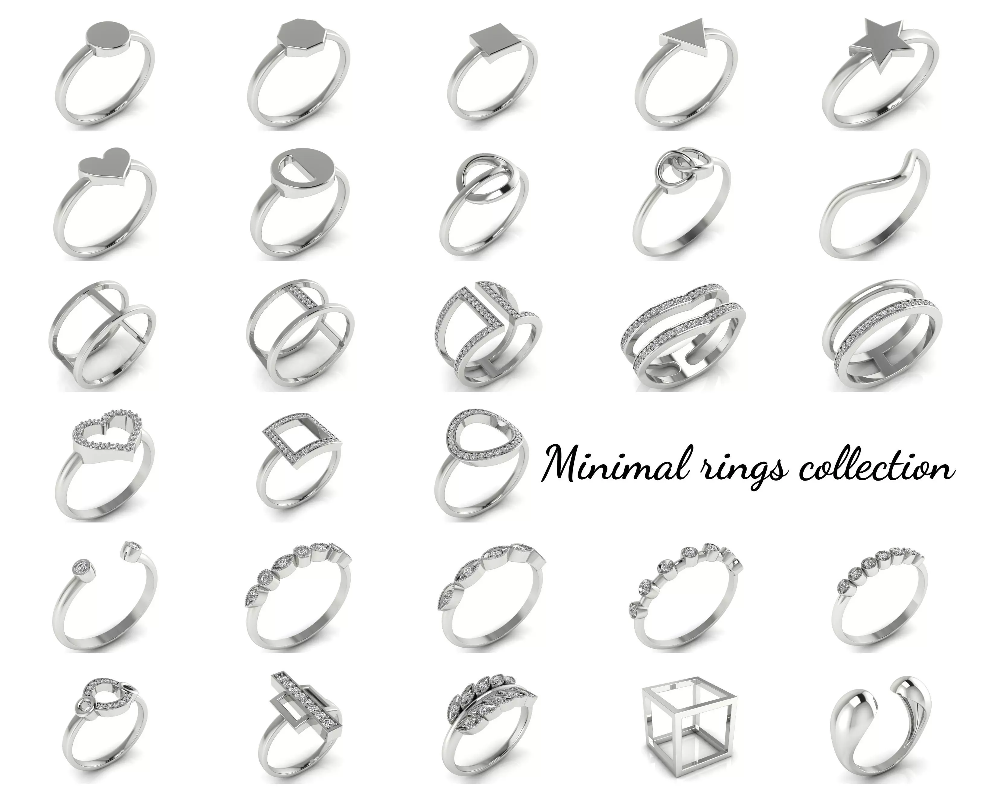 Collection 19 diamond ring with two rows of diamonds _0