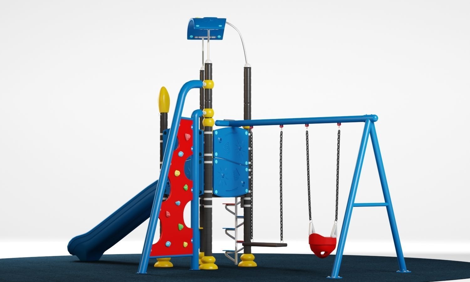 Kids playground equipment with slide climbing 02 3D model_3