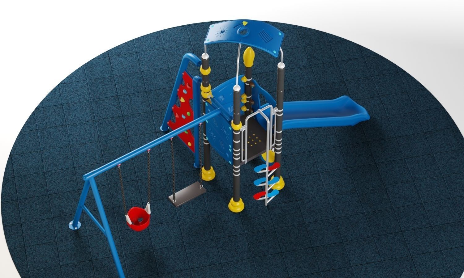 Kids playground equipment with slide climbing 02 3D model_5