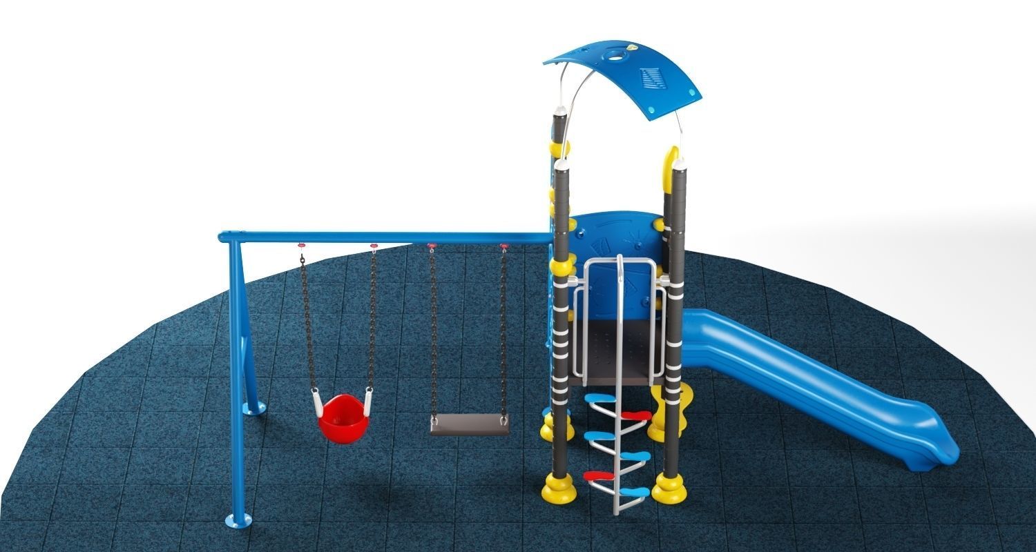 Kids playground equipment with slide climbing 02 3D model_8