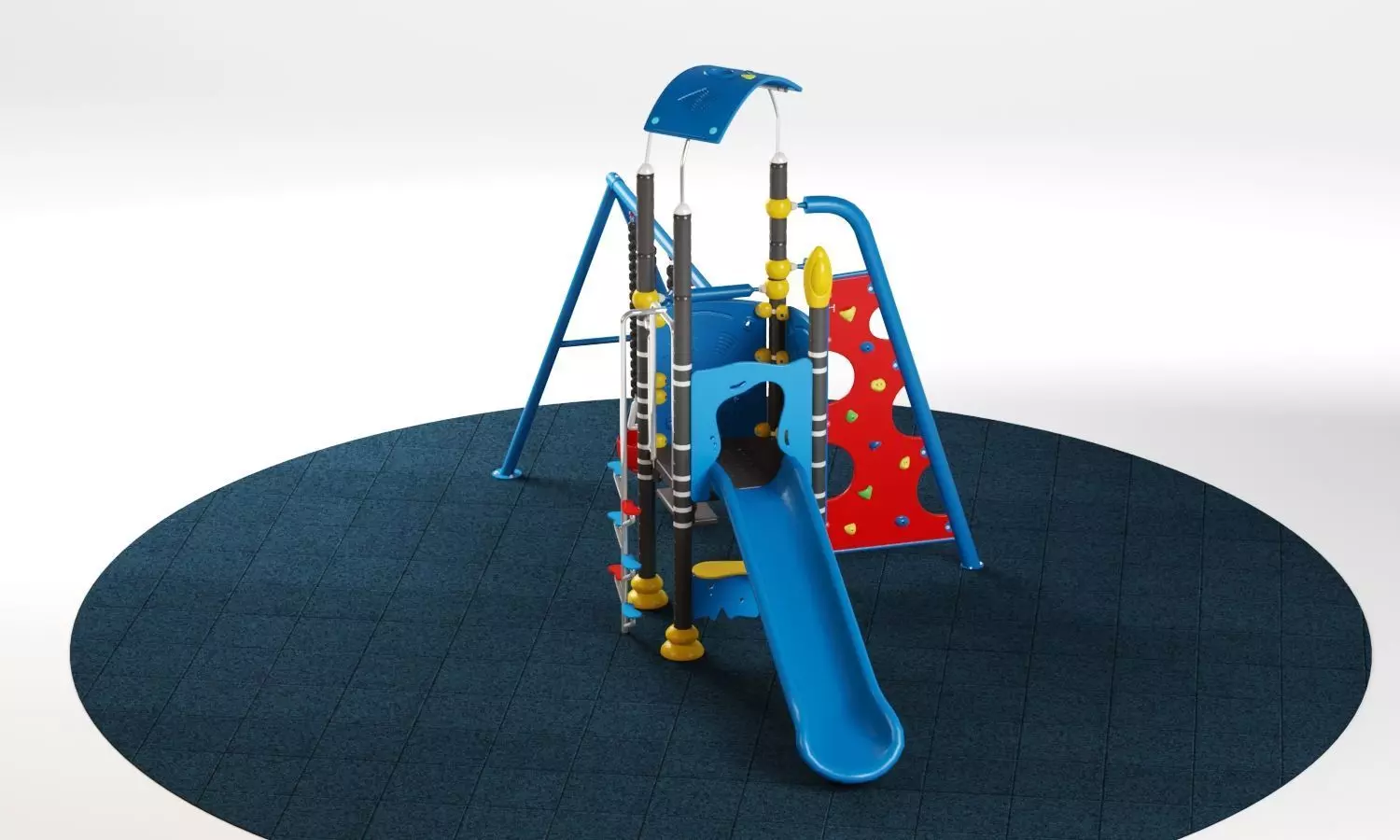 Kids playground equipment with slide climbing 02 3D model_0