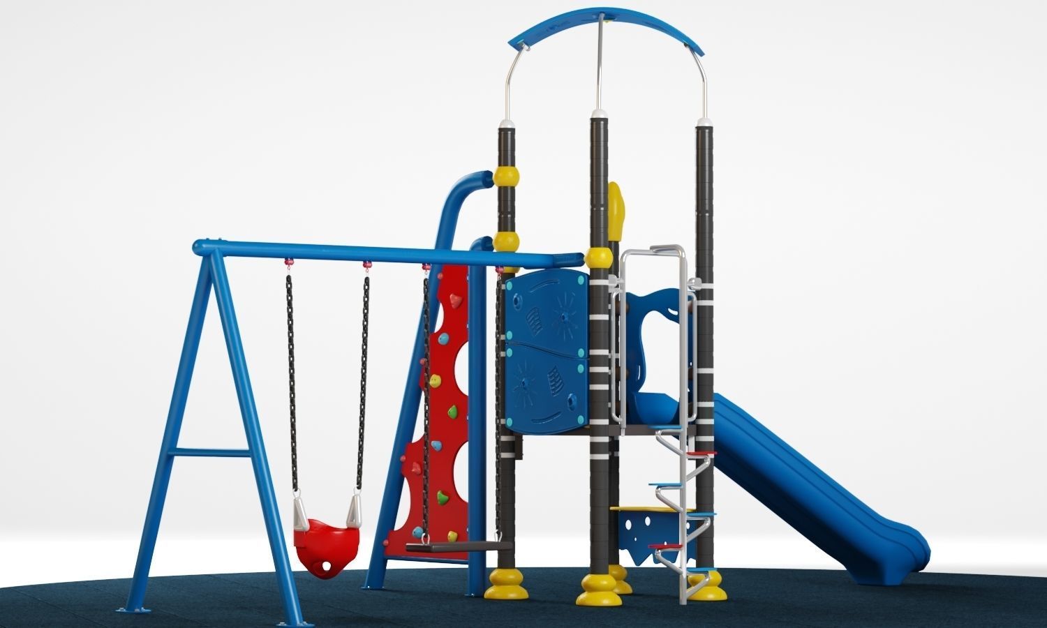 Kids playground equipment with slide climbing 02 3D model_4