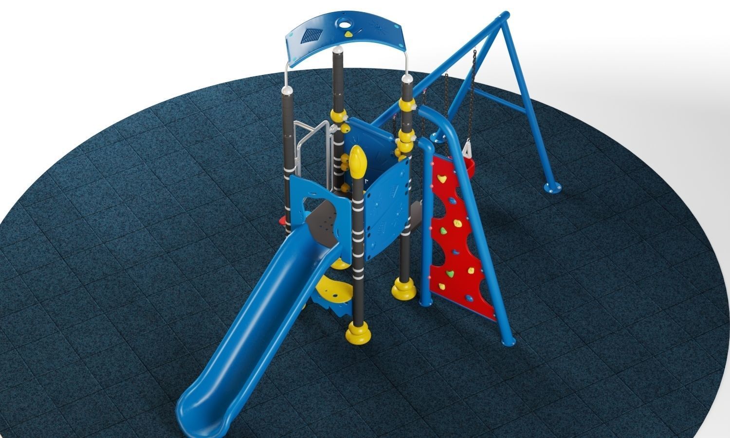 Kids playground equipment with slide climbing 02 3D model_6
