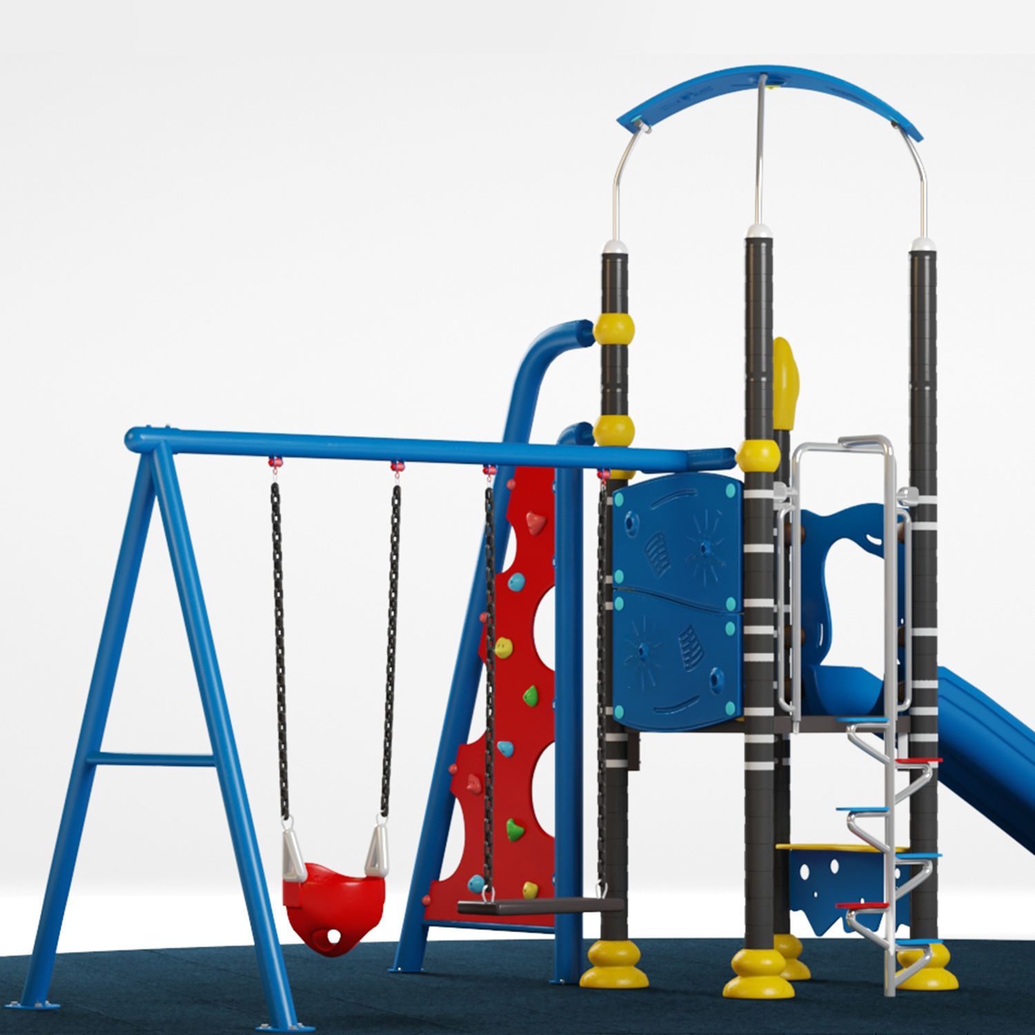 Kids playground equipment with slide climbing 02 3D model_7
