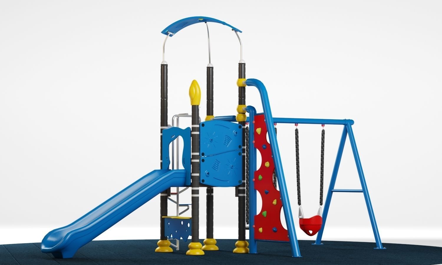 Kids playground equipment with slide climbing 02 3D model_2
