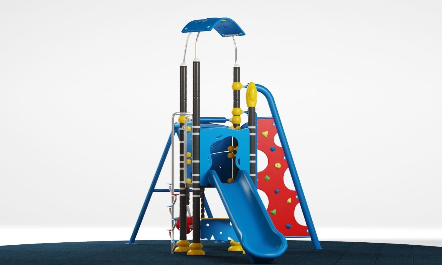 Kids playground equipment with slide climbing 02 3D model_1