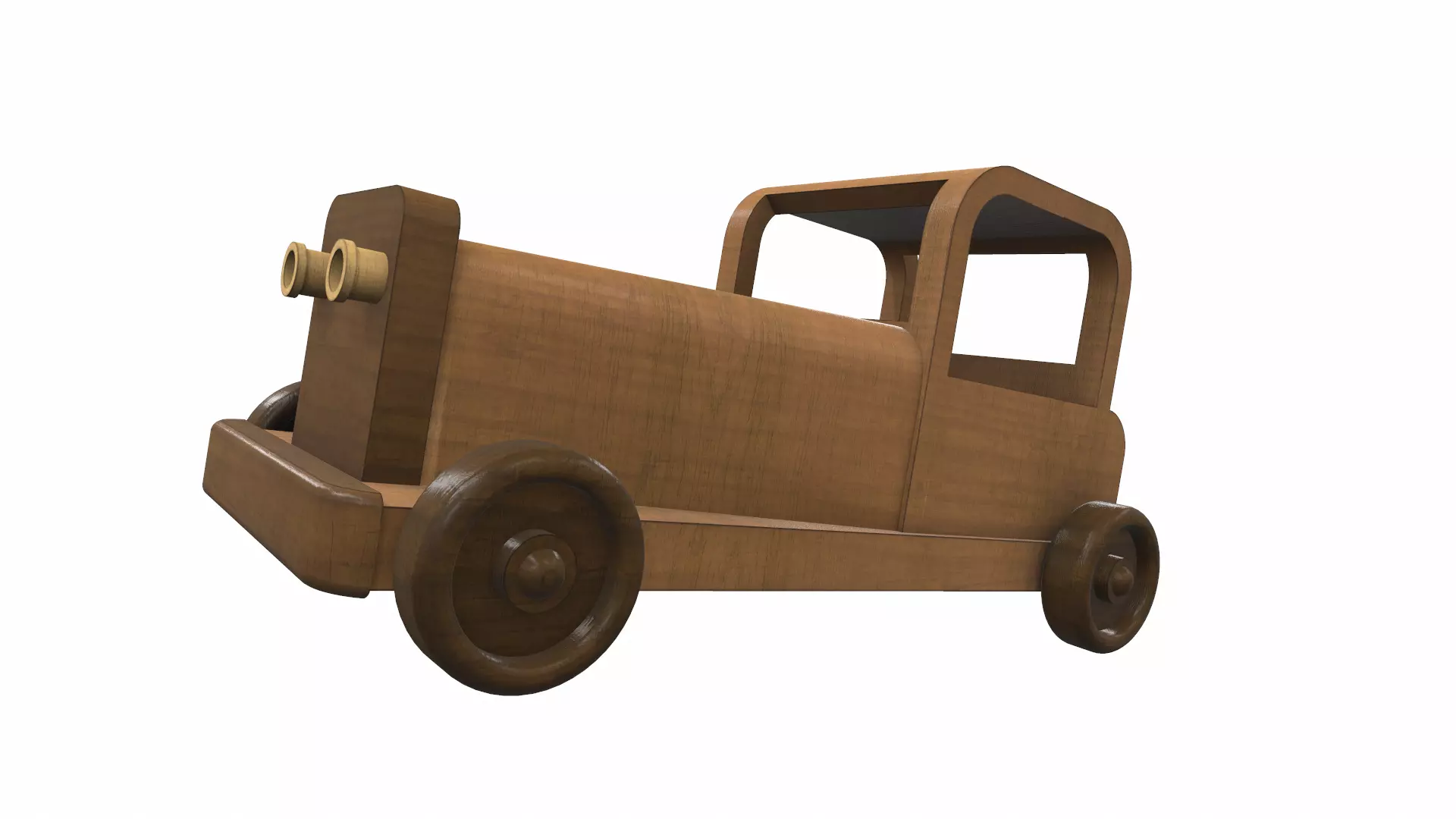 Wooden car toy retro 4 Free 3D model