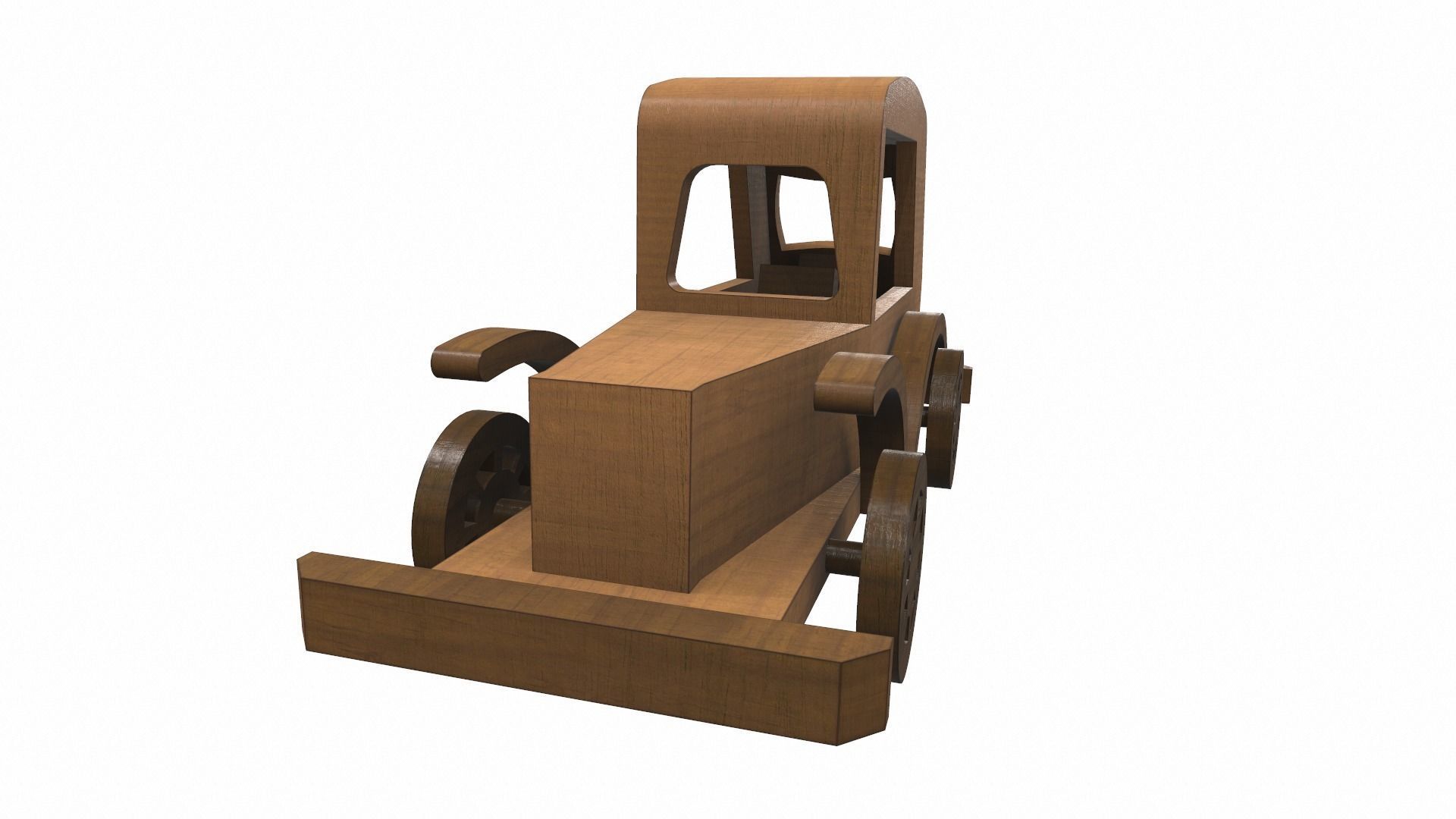 Wooden car toy retro 5 Free 3D model_3