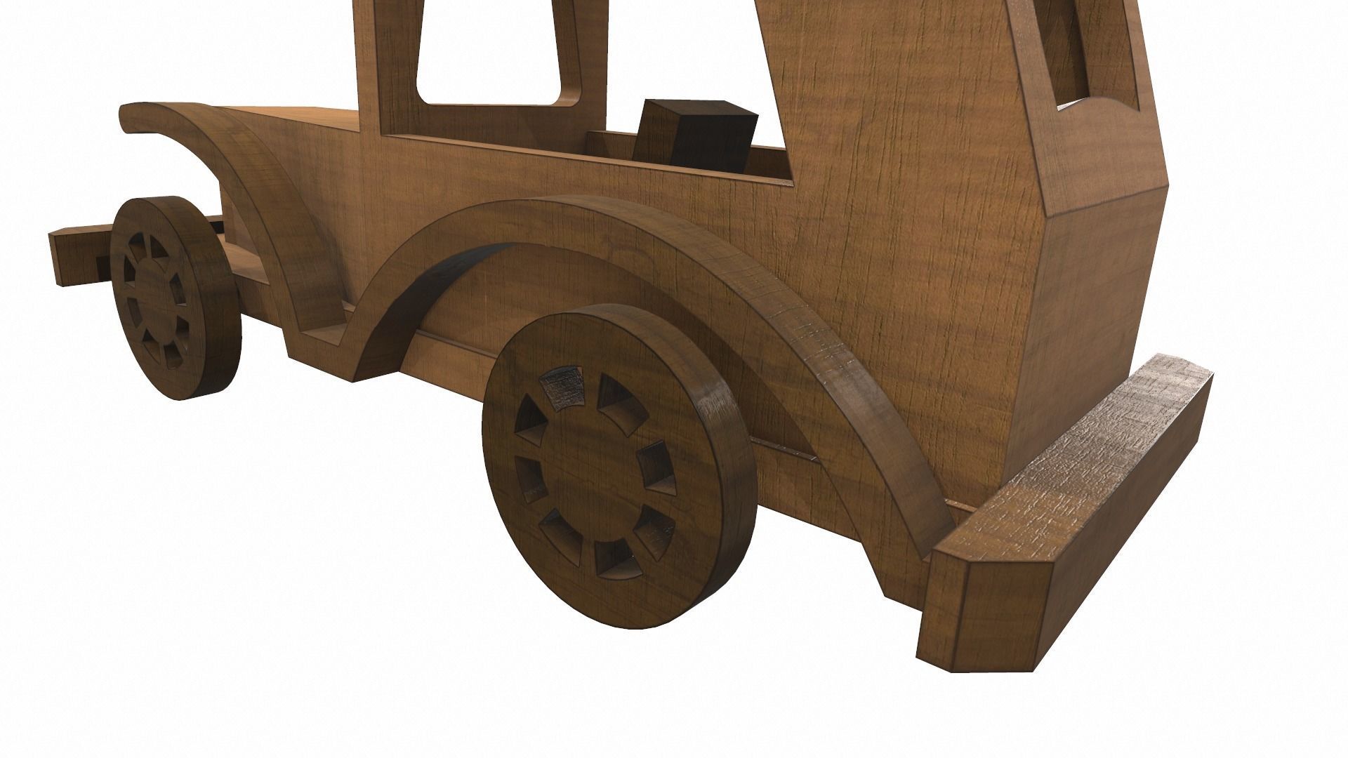 Wooden car toy retro 5 Free 3D model_9