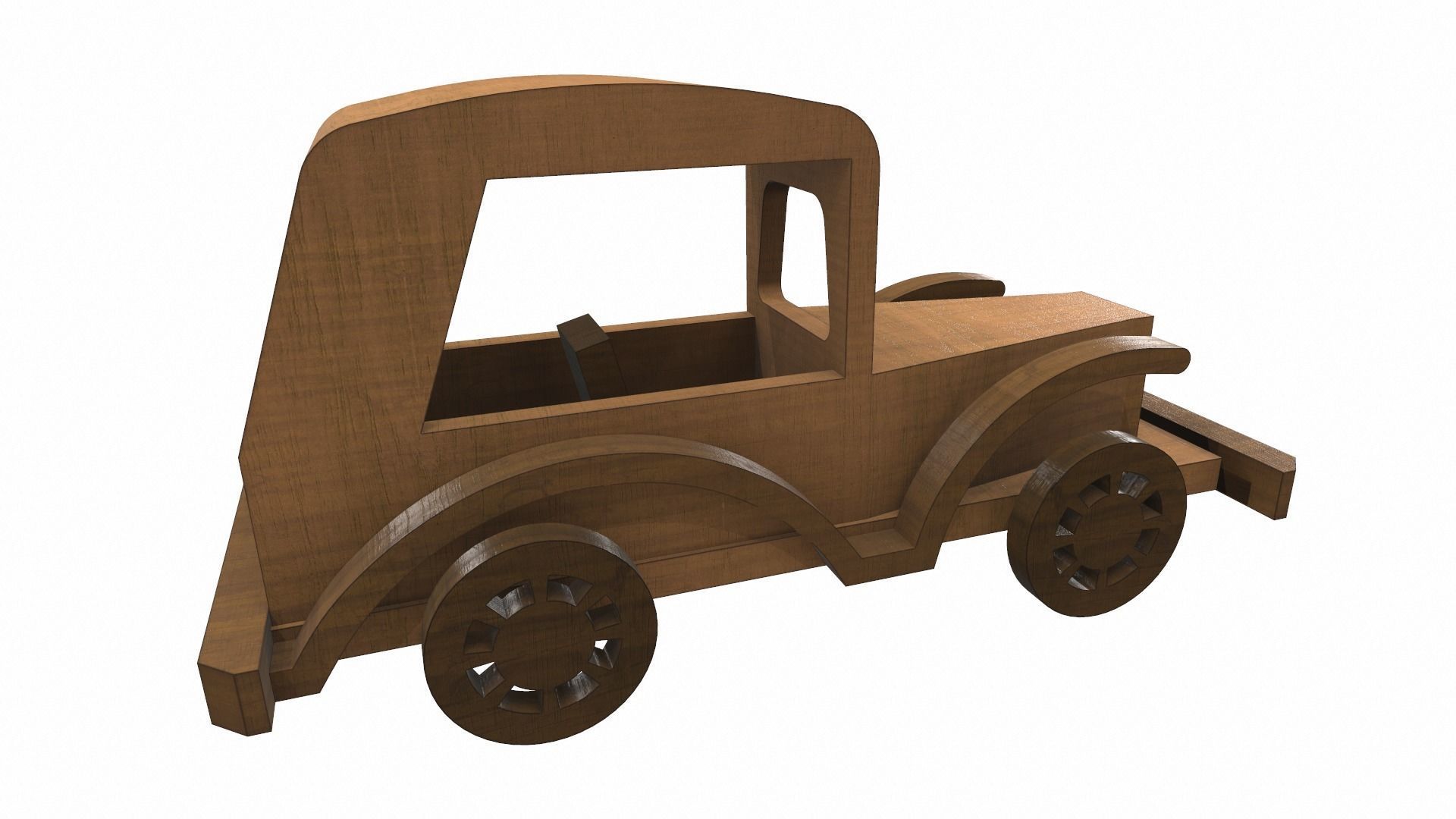 Wooden car toy retro 5 Free 3D model_2