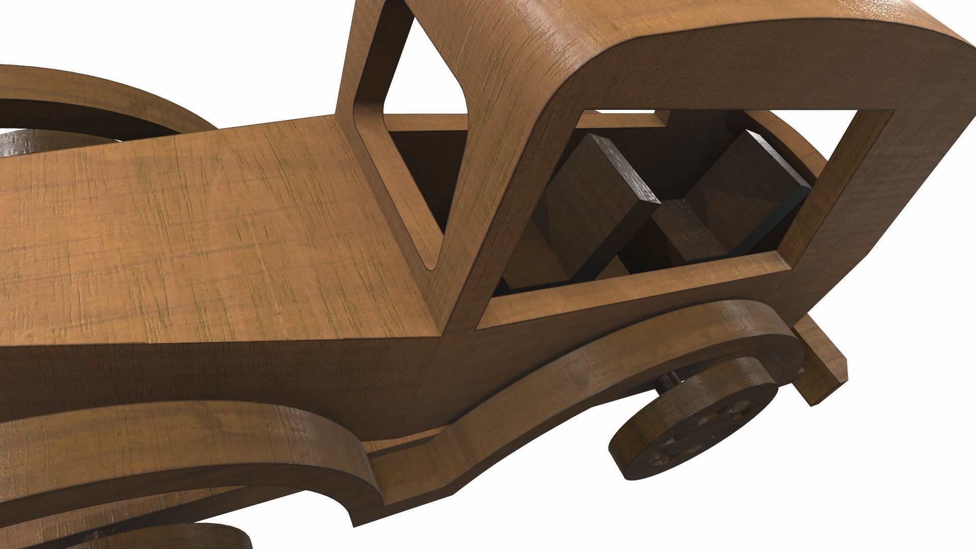 Wooden car toy retro 5 Free 3D model_10