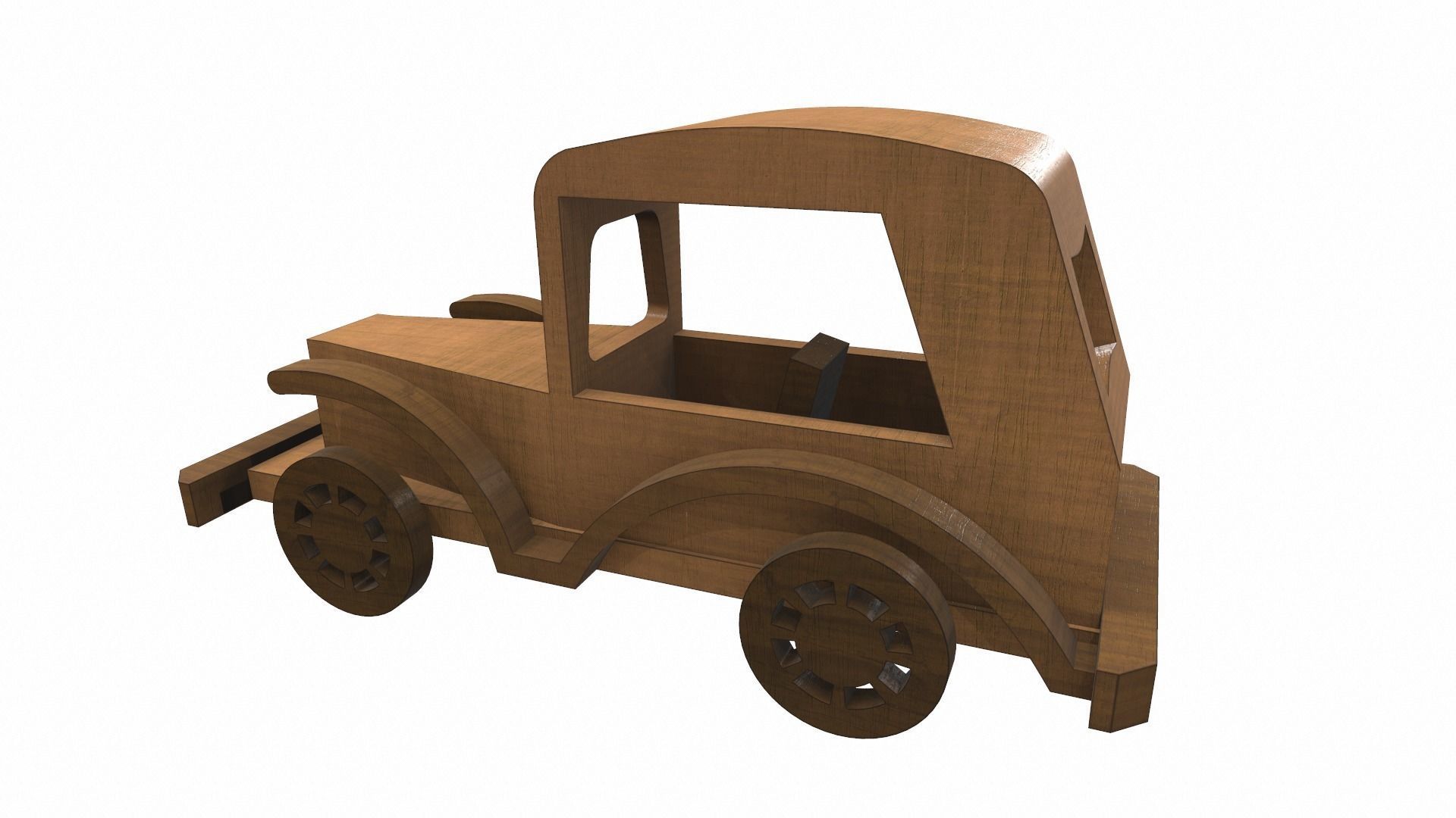 Wooden car toy retro 5 Free 3D model_1