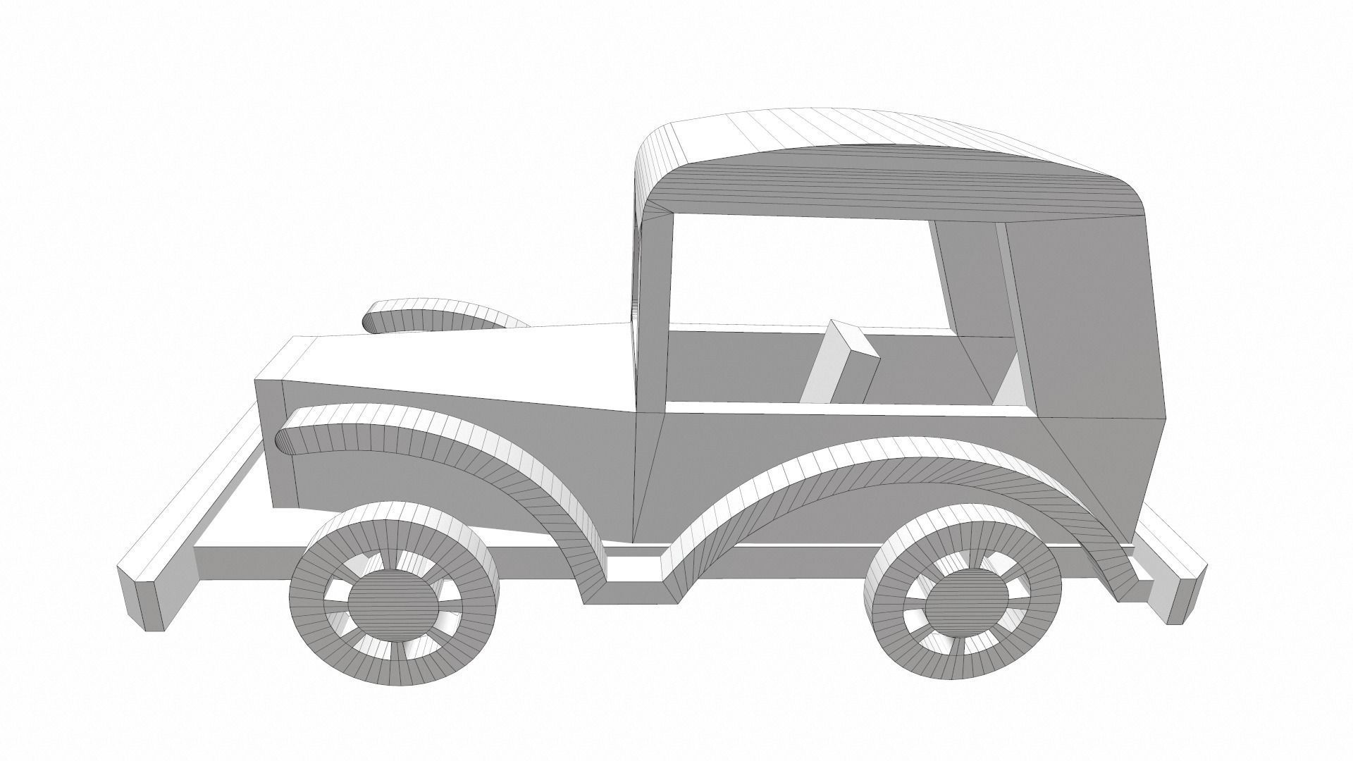 Wooden car toy retro 5 Free 3D model_11