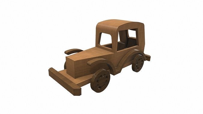 Wooden car toy retro 5 Free 3D model