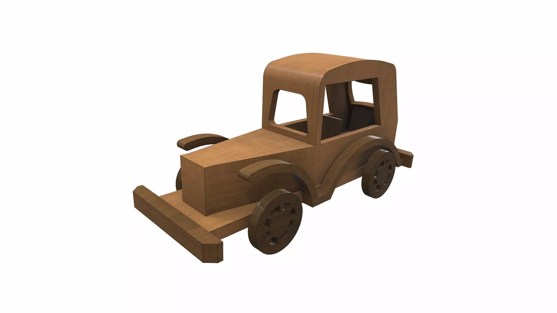 Wooden car toy retro 5 Free 3D model_0