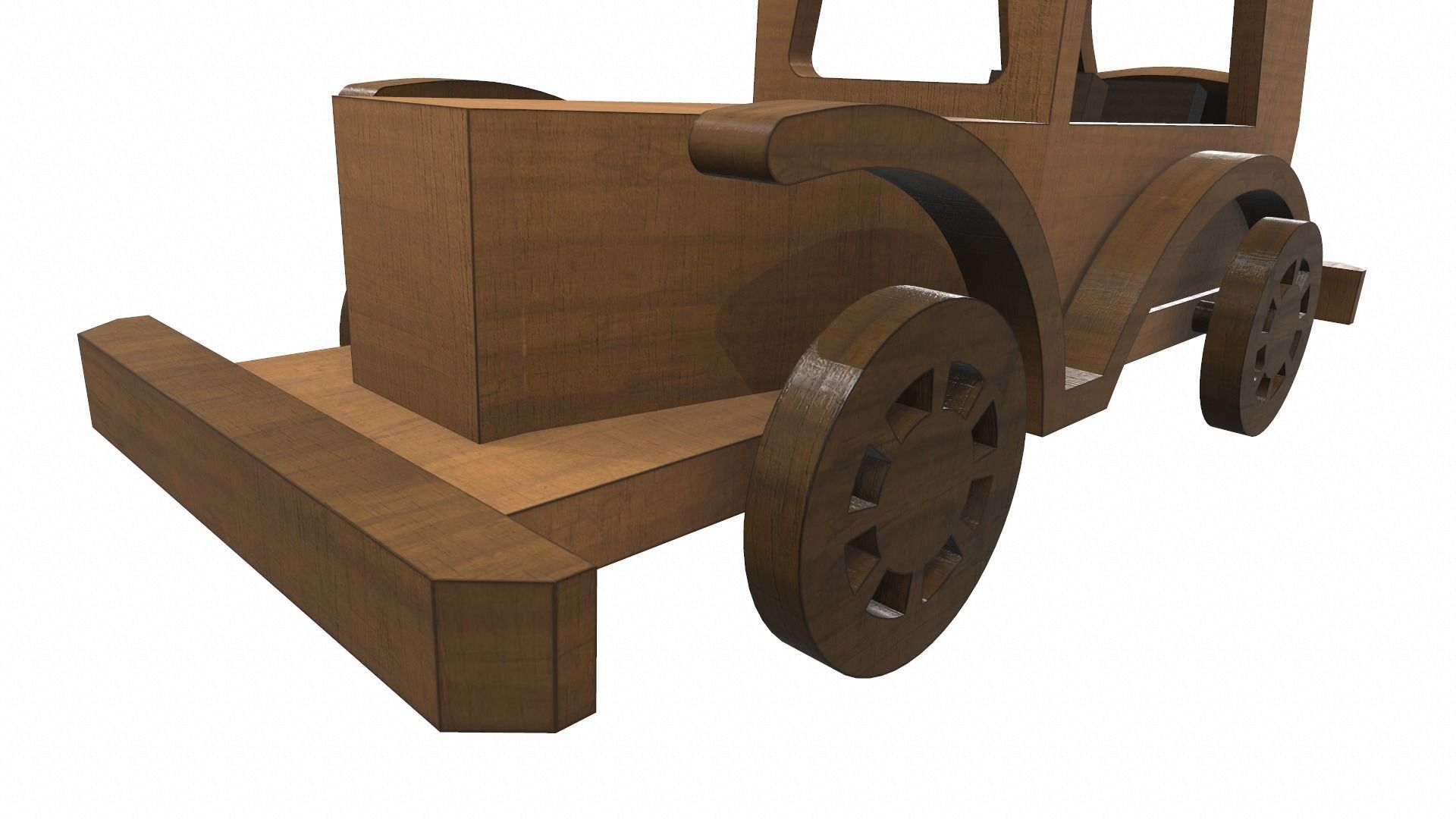 Wooden car toy retro 5 Free 3D model_8