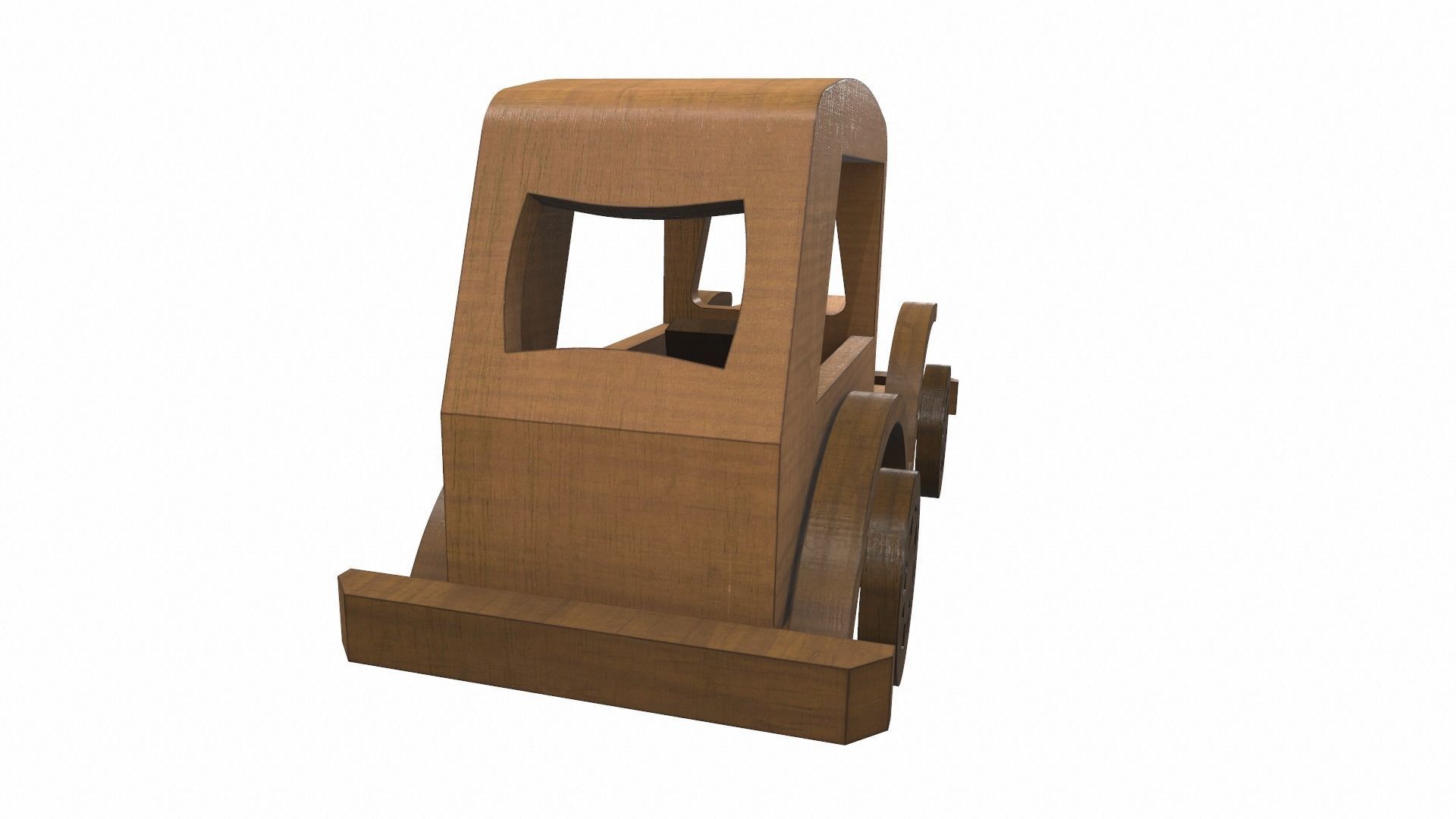 Wooden car toy retro 5 Free 3D model_4